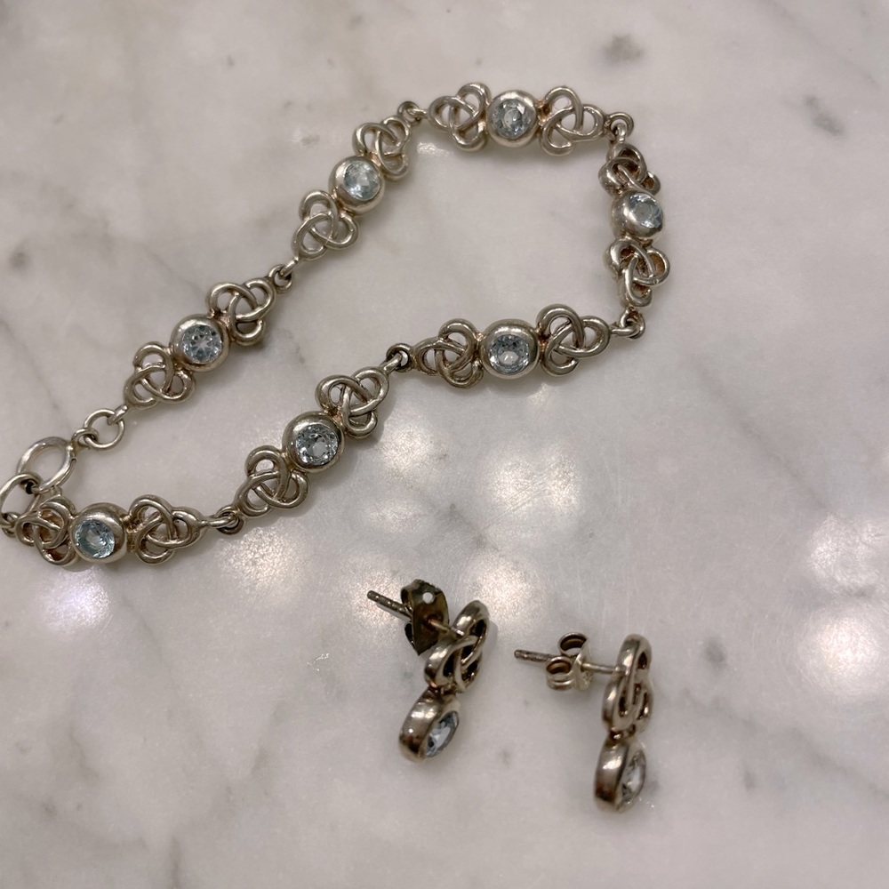 Sterling silver aquamarine bracelet with matching earrings